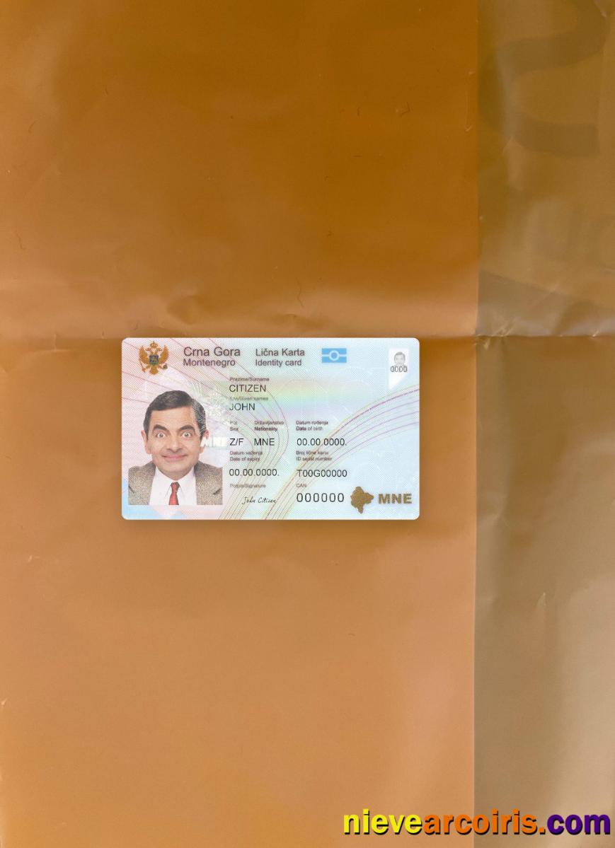 Montenegro ID Card Photolook Front Sample