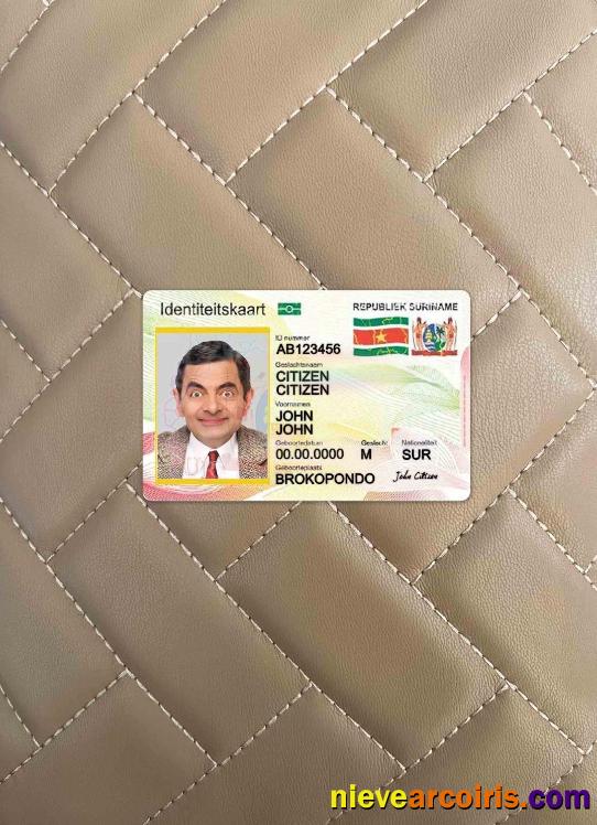 Suriname ID Card Photolook FRONT Template