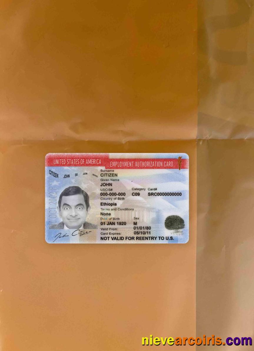 USA Employment Authorization Card Version 2 Photolook FRONT Photolook