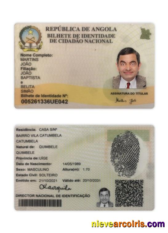 Angola ID Card 2021 Present Sample