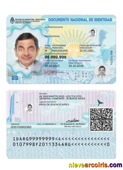 Argentina ID Card 2023 Present Sample