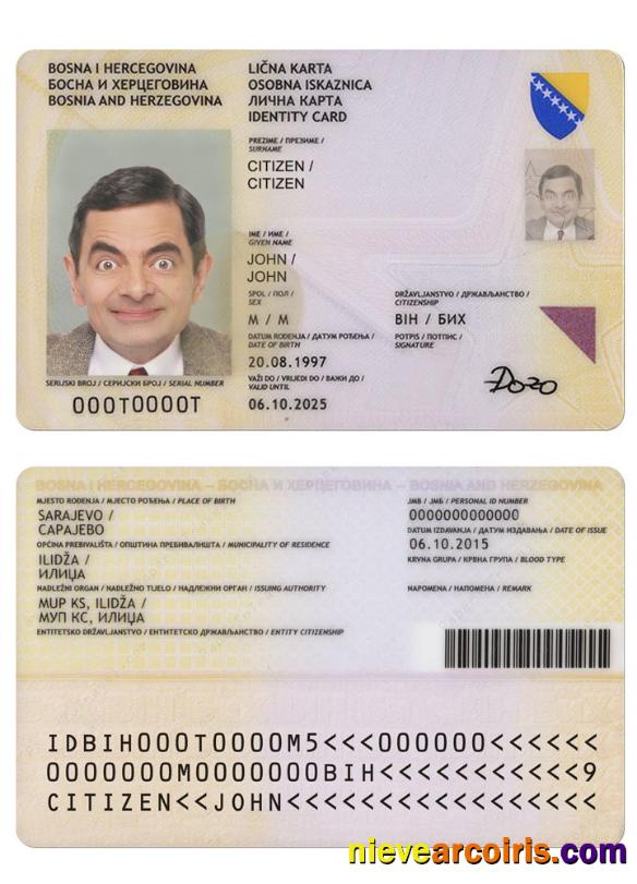 BOSNIA AND HERZEGOVINA ID (2015 2025) Template