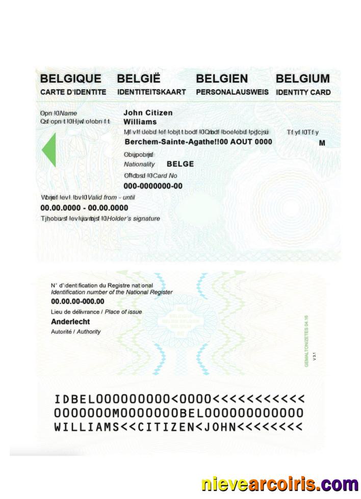 Belgium Identity Card Sample