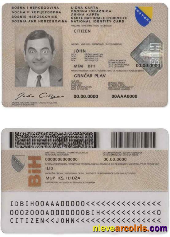 Bosnia And Herzegovina ID (2) Sample