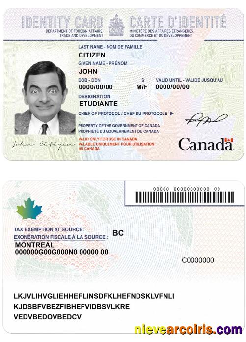 Canada Identity Card Preview