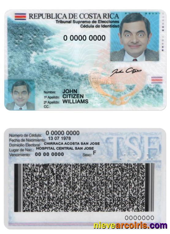 Premium Costa Rica Identity Card PSD Template, With Fonts, Version 2