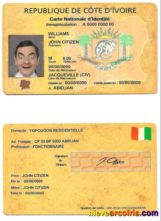 Cote D’Ivoire ID Template