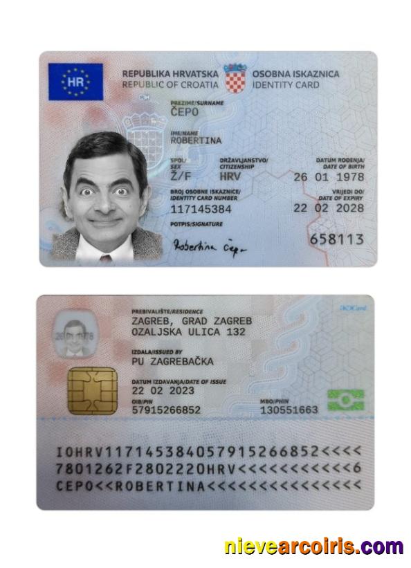 Croatia ID Card 2023 Present Sample