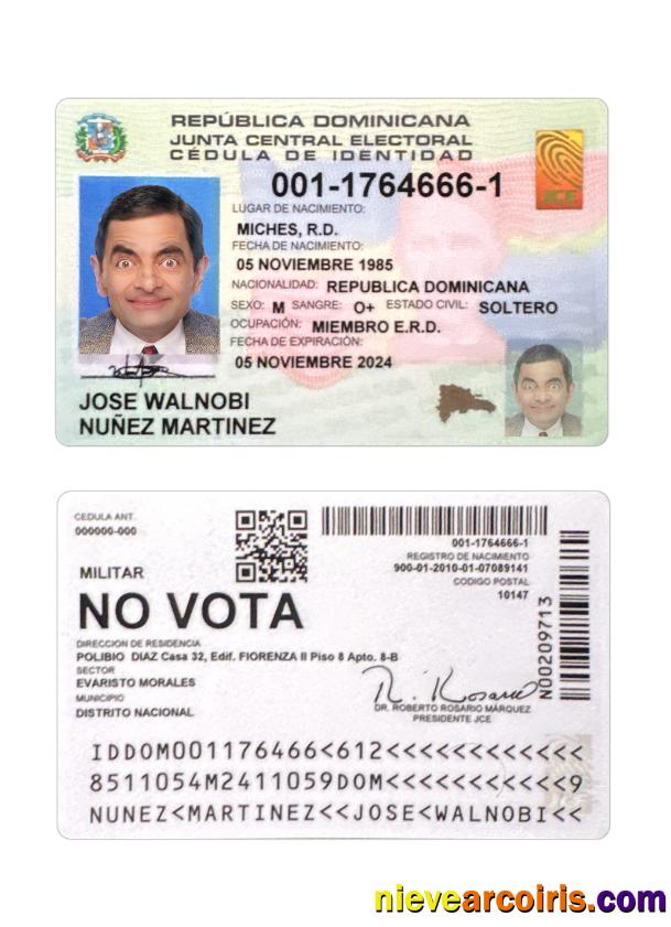 Dominican Republic ID Card Sample