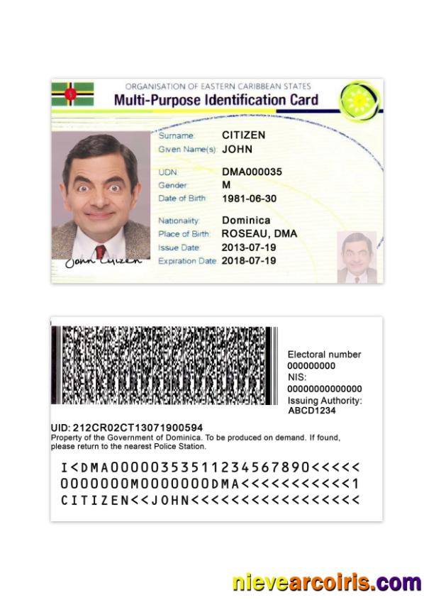Eastern Caribbean States Multi Purpose Indentification Card Preview