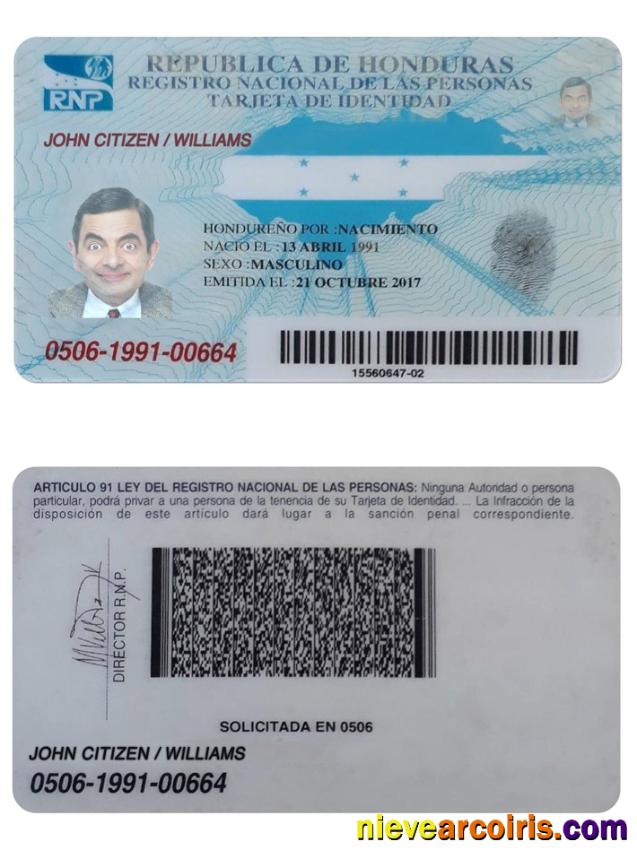 HONDURAS Identity Card Template