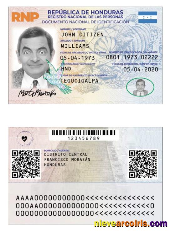 Realistic Honduras Identity Card PSD Template, With Fonts, Version 2