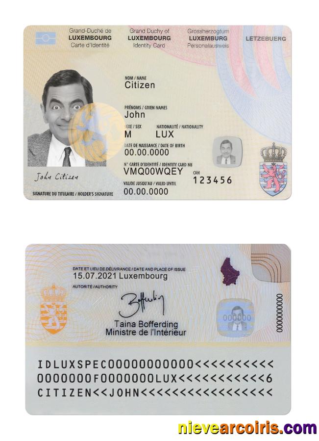 Luxembourg ID Card Sample