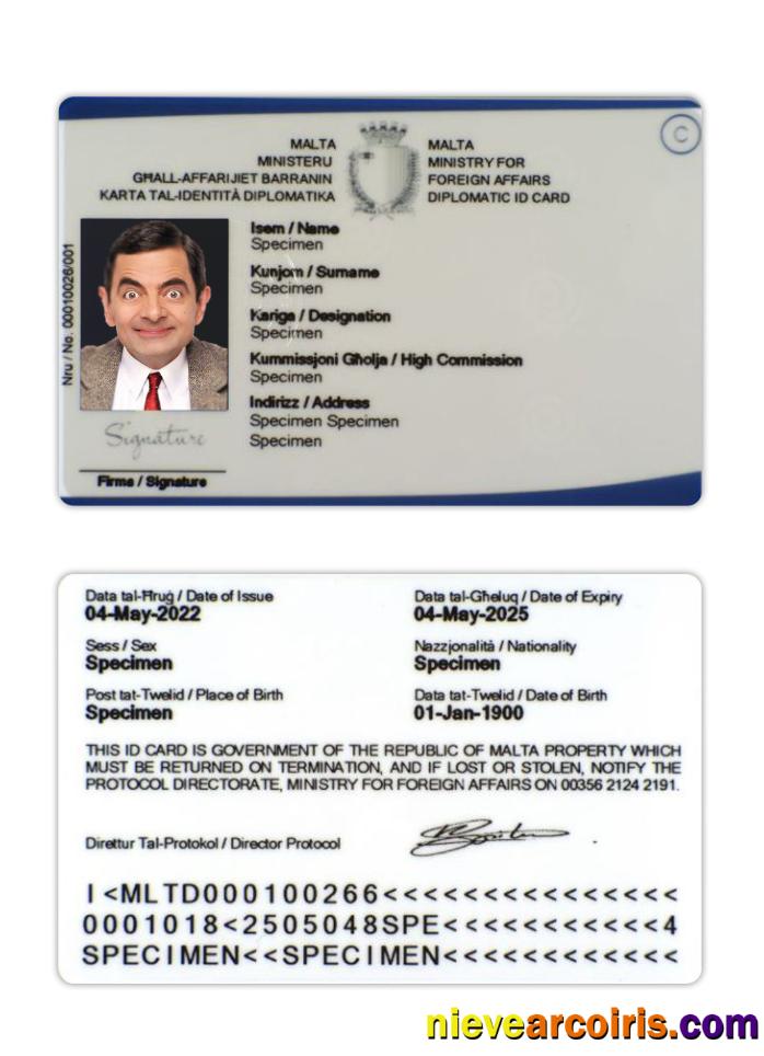 Malta Diplomatic ID Card Preview