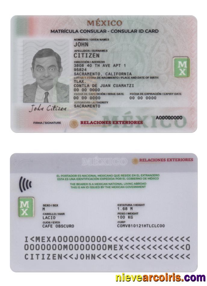 Mexico Consular ID Card Sample