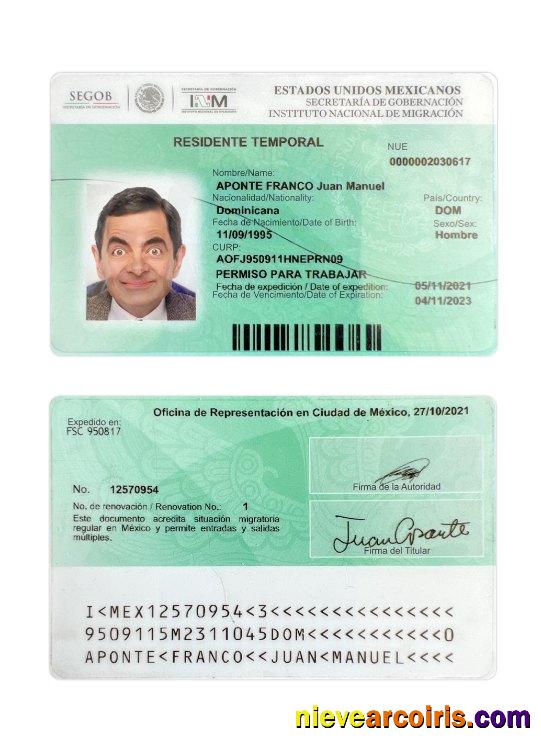 Mexico Residence Permit 2021 Present Template