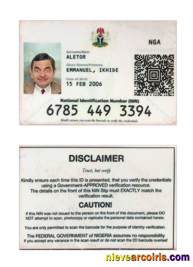 Nigeria National ID Card Template
