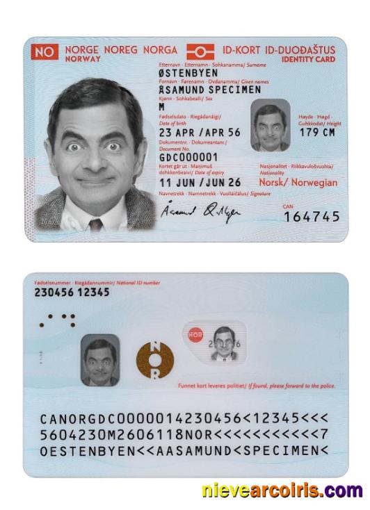 Norway ID Card 2021 Present Template