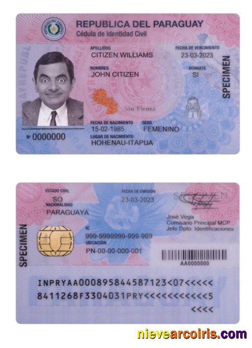 Paraguay ID Card 2023 Present Template