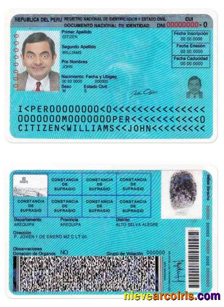Realistic Peru Identity Card PSD Template, With Fonts, Version 2