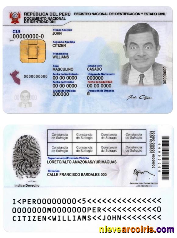 Peru Identity Card Preview
