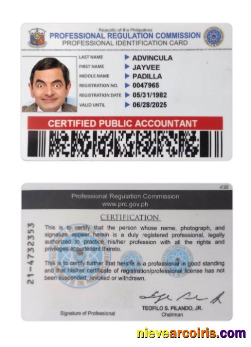 Philippines Professional ID Card Sample