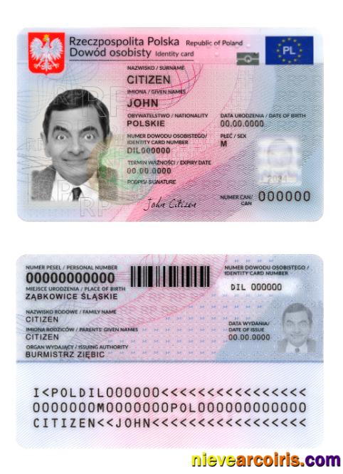 Poland ID Card 2023 Present Sample