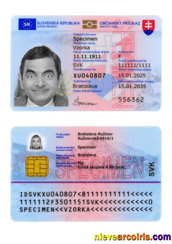 Slovakia ID Card 2025 Present Sample