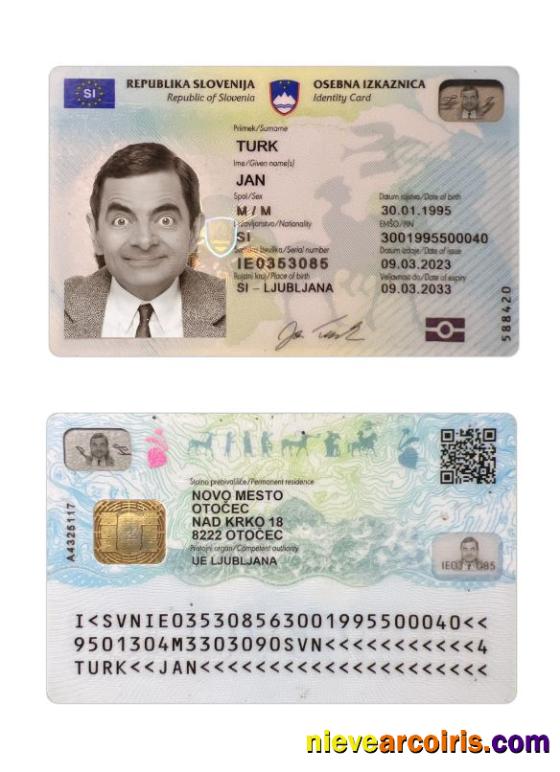 Slovenia ID Card 2023 Present Template