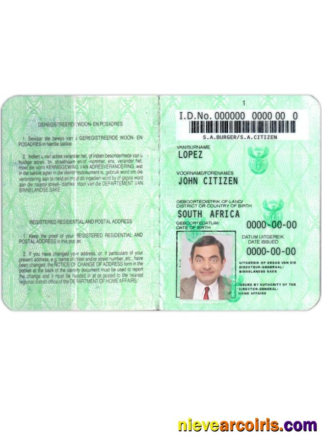 Professional South Africa ID Template In PSD Format, Fully Editable (1986 – 2013)