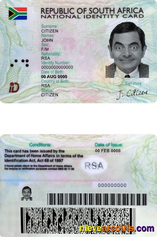 Editable South Africa ID Template In PSD Format, Fully Editable (2013 – Present)