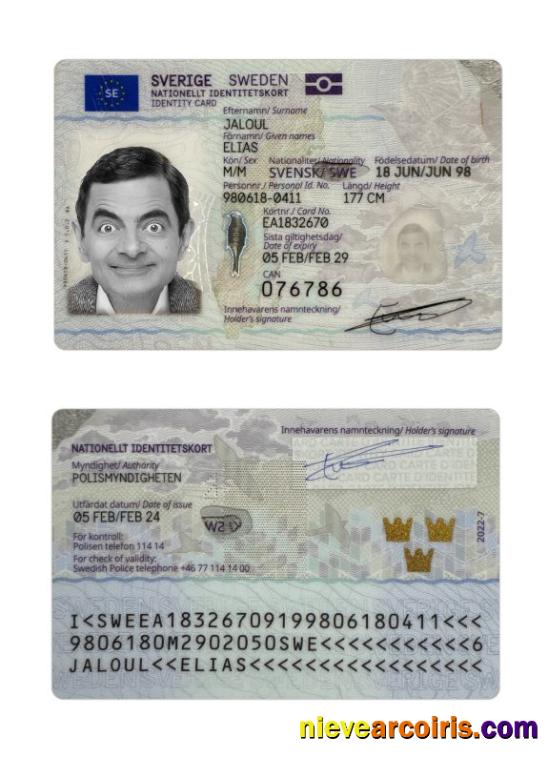 Sweden ID Card 2024 Present Template