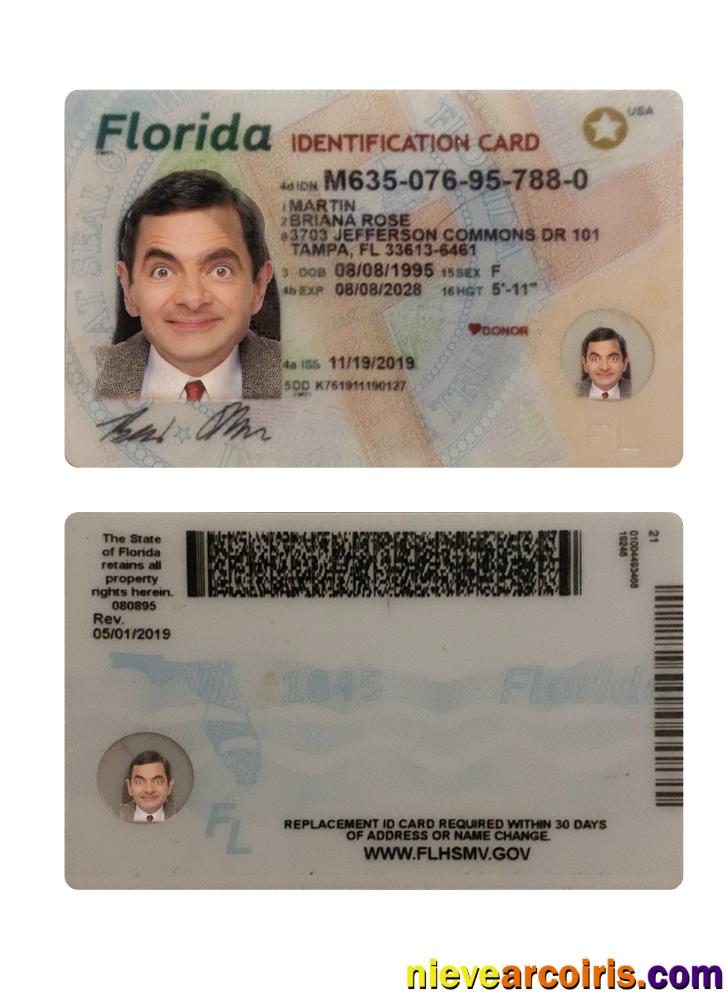 USA Florida ID Card Template