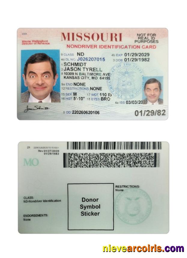 USA Missouri ID Card Sample