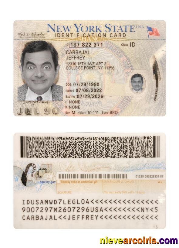 USA New York ID Card 2022 Present Template