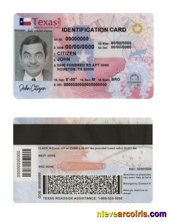 Editable USA Texas State ID Card Template In PSD Format, Fully Editable (2020 – Present) (1)