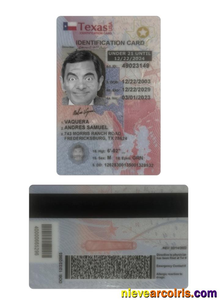 USA Texas Under 21 ID Card Template