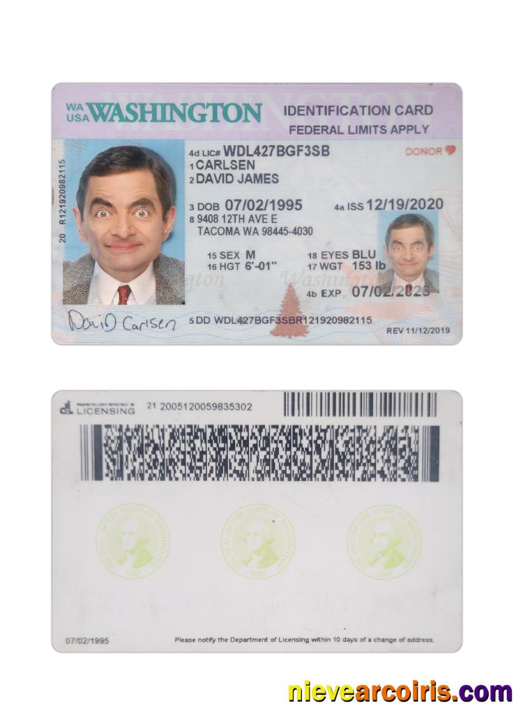 USA Washington ID Card 2020 Present Template