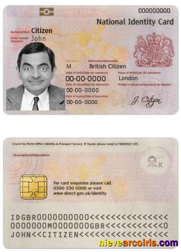 United Kingdom ID (Identity Card) (1) Sample