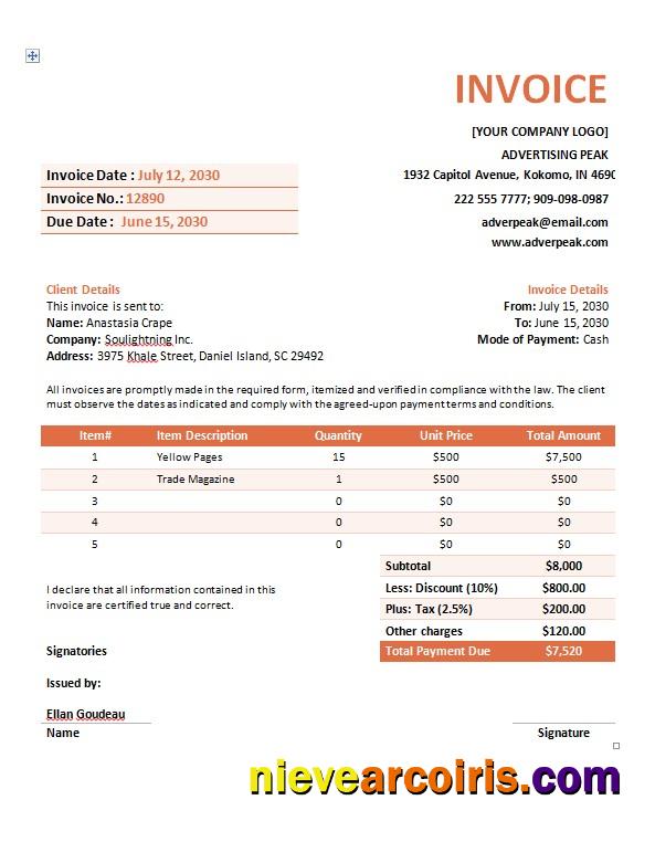 Realistic Advertising Company Invoice Template