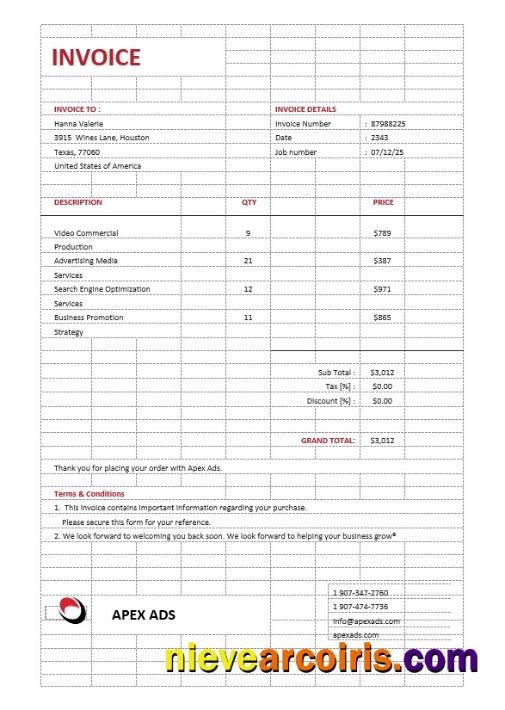 Editable Advertising Consultant Invoice Template