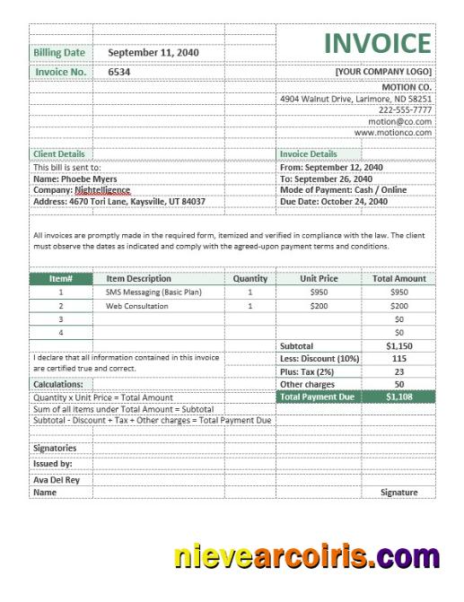 Realistic Agency Billing Template