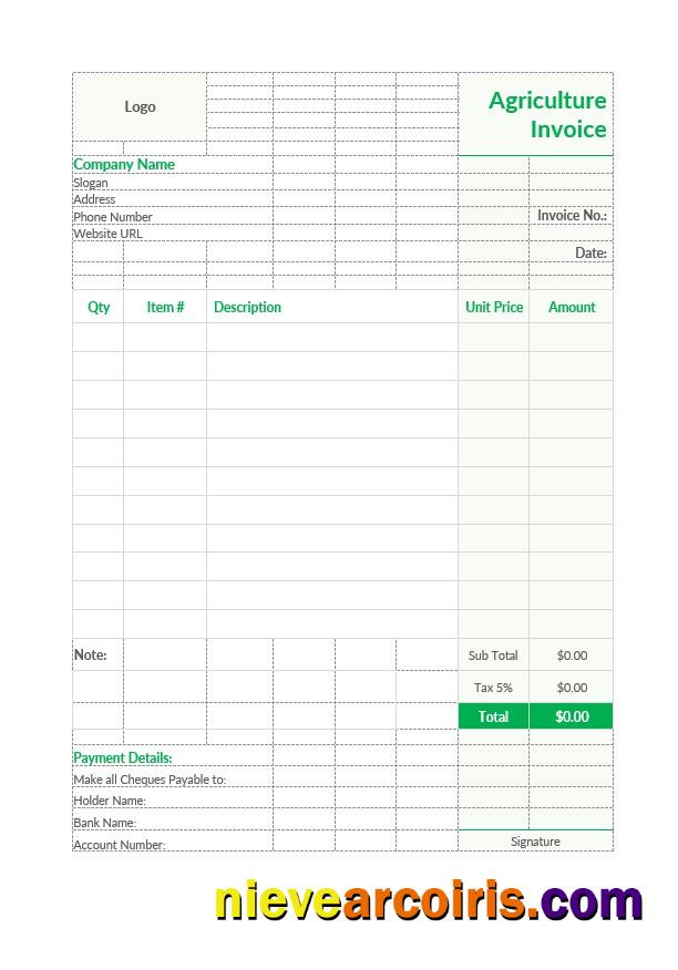 Agriculture Invoice Template