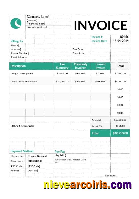 Professional Architect Invoice Template