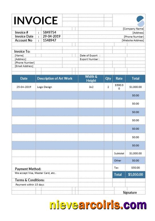 Premium Artist Invoice Template