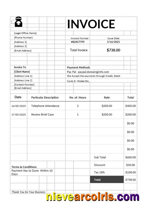 Professional Attorney Invoice Template