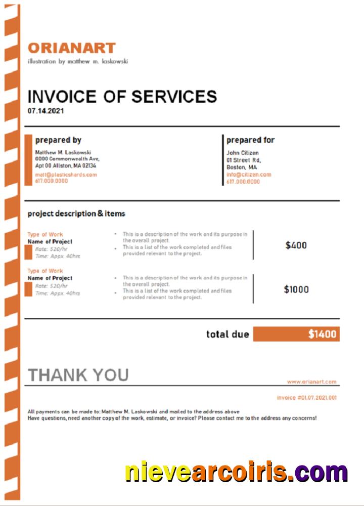 Australia Orianart Art And Design Company Invoice Template