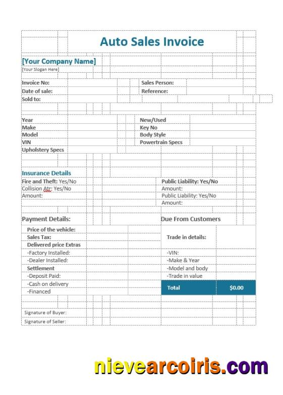 Premium Auto Sales Invoice Template