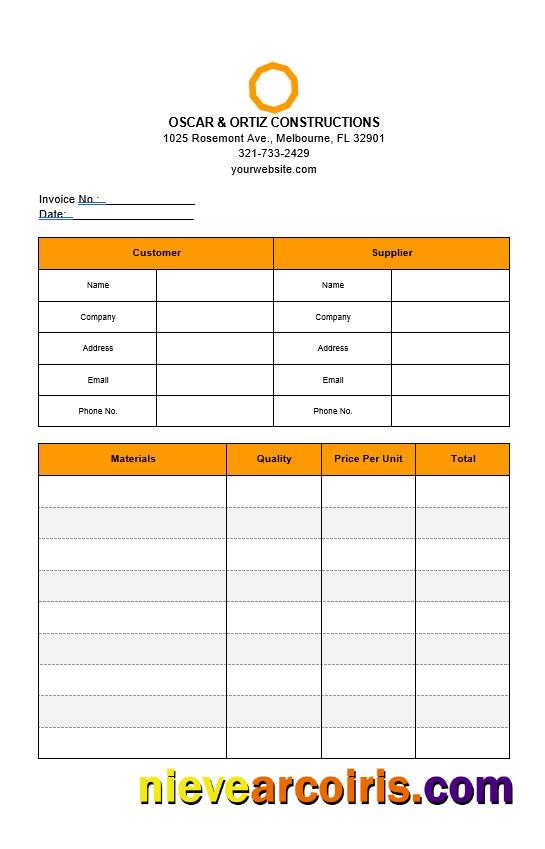 Professional Basic Construction Invoice Template