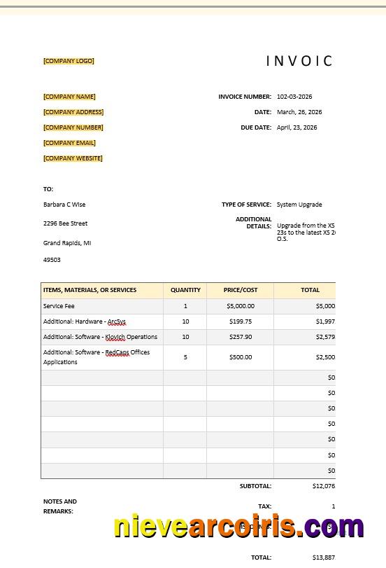 Professional Basic IT Invoice Template